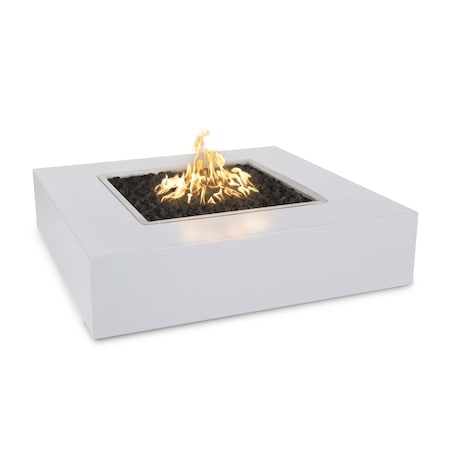 The Outdoor Plus 36 Square Quad Fire Pit, Powder Coated Metal, Pewter, Plug & Play Electronic Ignition, Natural Gas OPT-QDPC36EKIT-PEW-NG